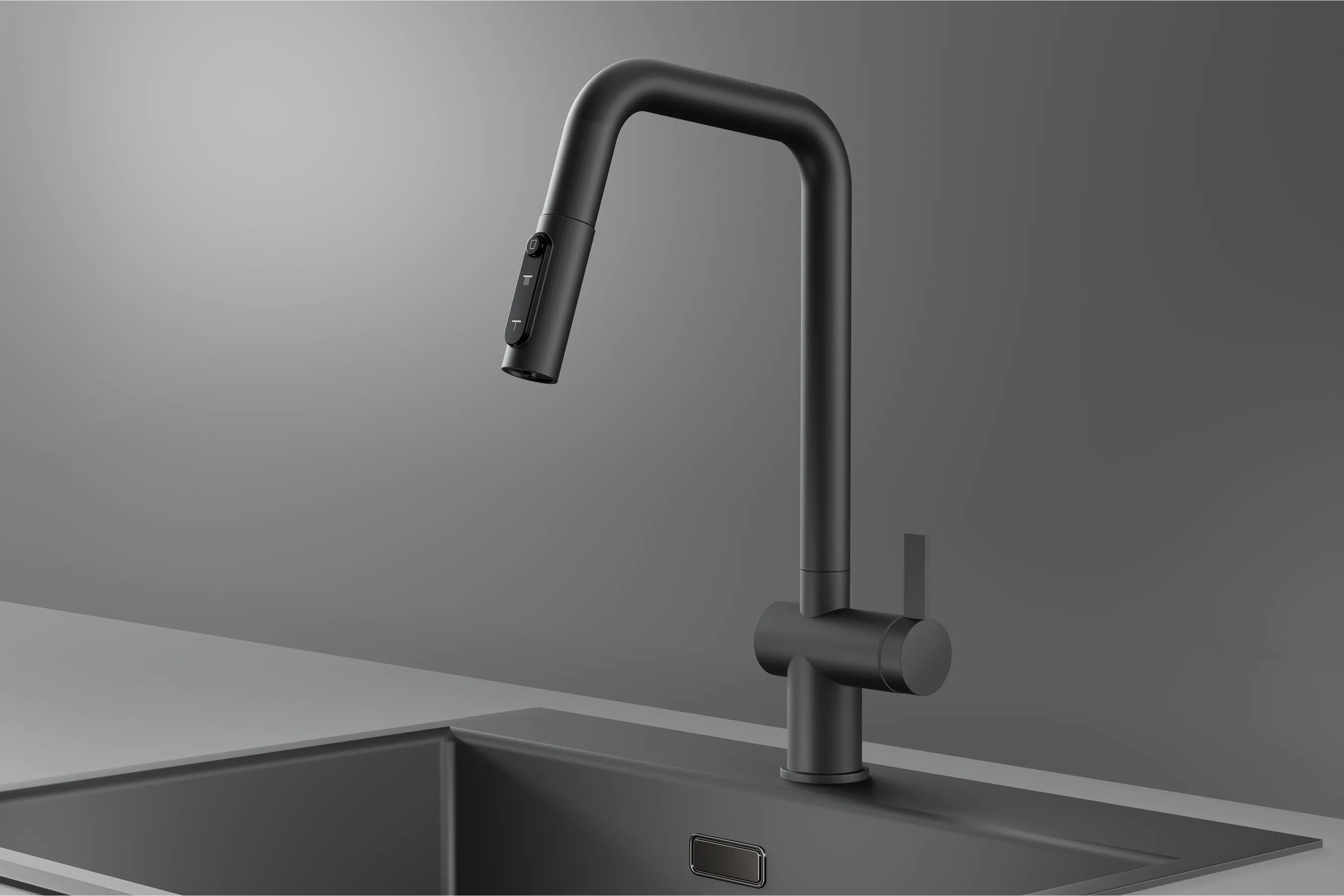 Смеситель для кухни Granula Kitchen Space 7273 графит матовый, подключение к фильтру, выдвижной излив, с душем