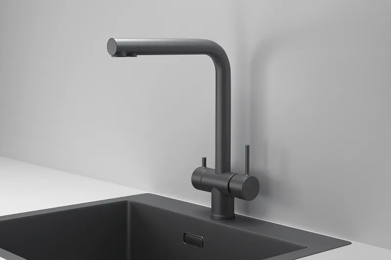 Смеситель для кухни Granula Kitchen Space 7011 графит матовый, подключение к фильтру