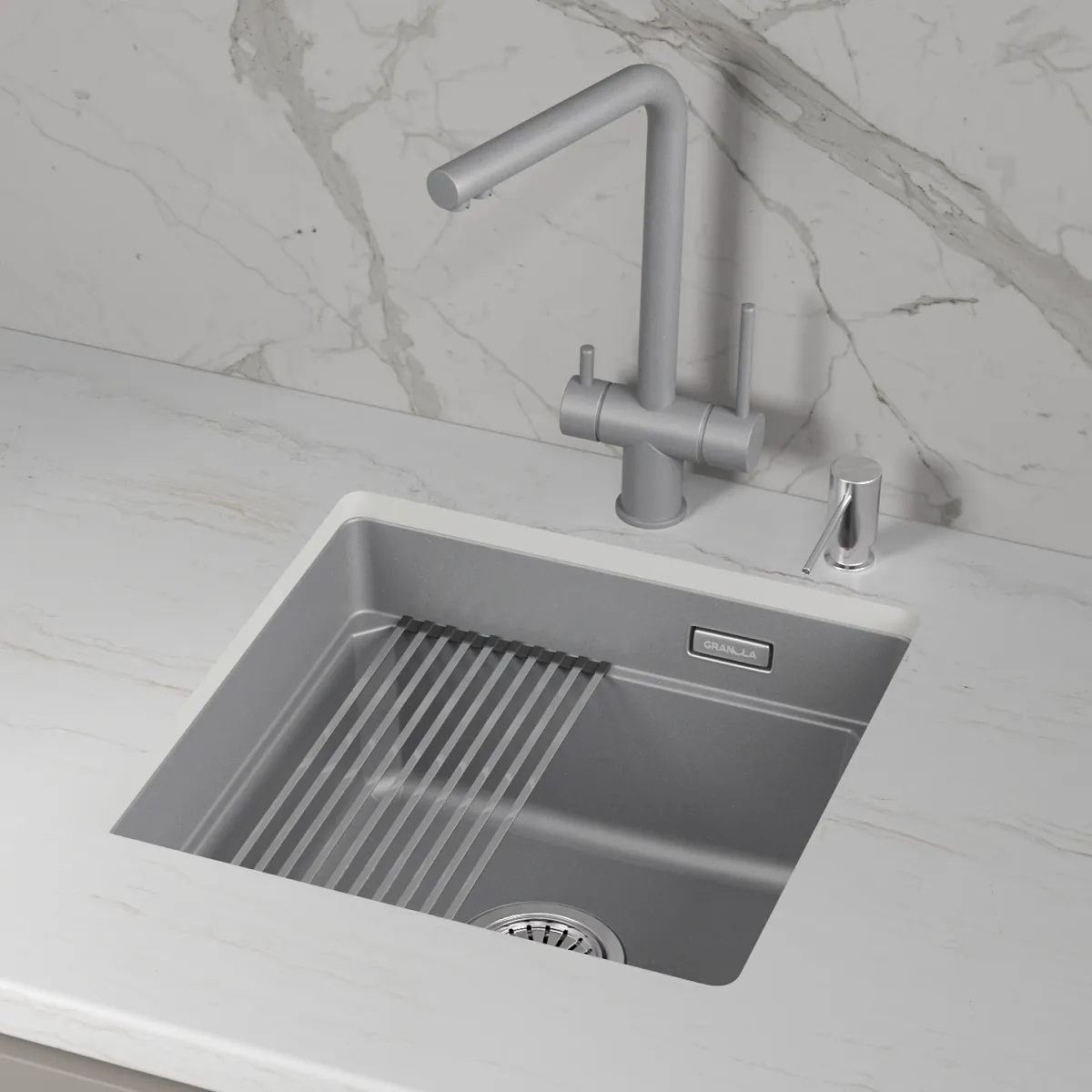 Мойка для кухни Granula Kitchen Space 4501iU алюминиум, 45х45 см, квадратная