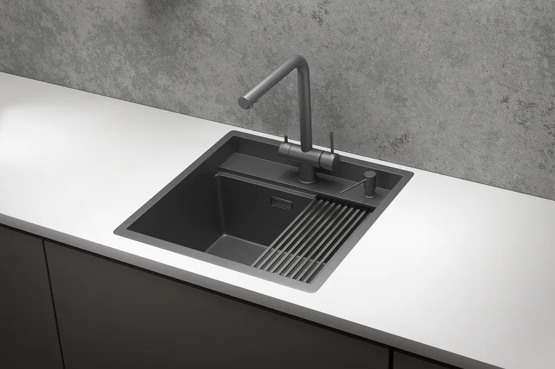 Мойка для кухни Granula Kitchen Space 5051 графит матовый, 50х51 см, квадратная