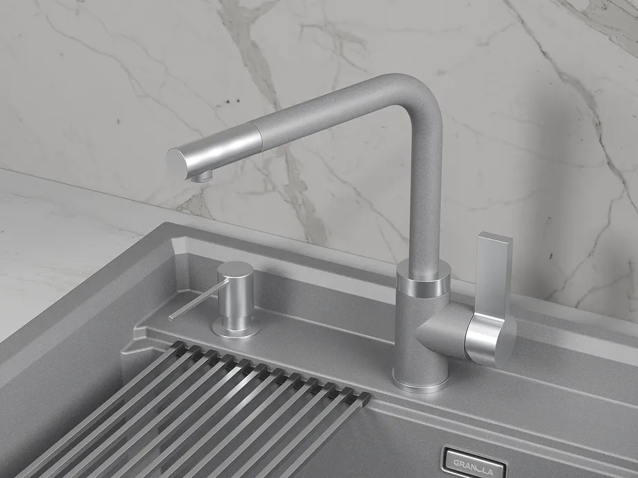 Смеситель для кухни Granula 5504 алюминиум
