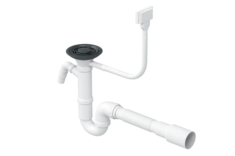 Сифон для мойки Granula с прямоугольным переливом, черный матовый