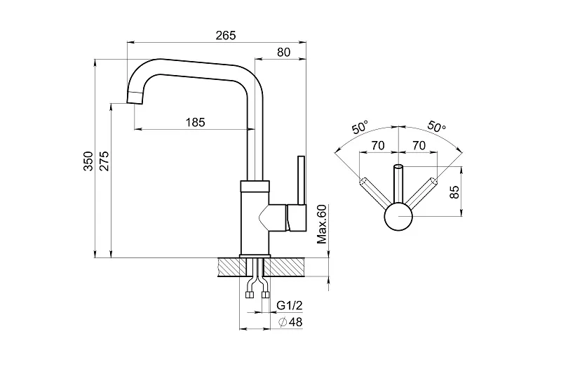 Смеситель для кухни Granula 0041 графит