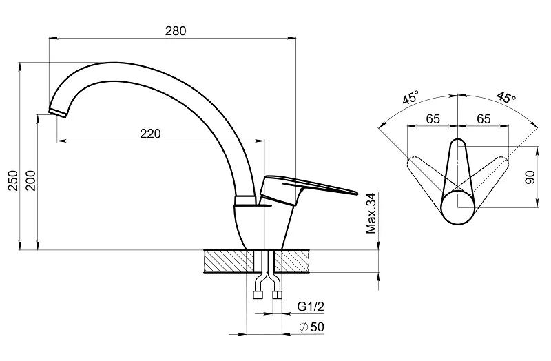 Смеситель для кухни Granula Standart ST-03 белый