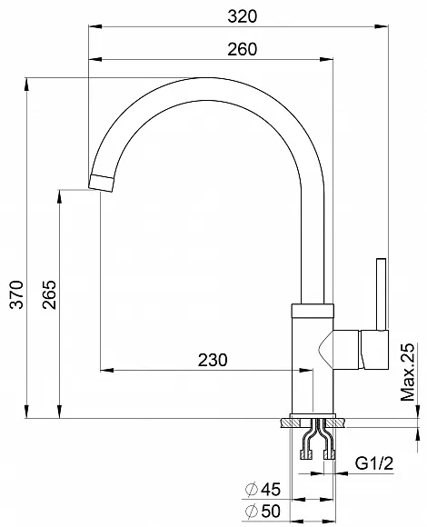 Смеситель для кухни Granula 2125 сланец