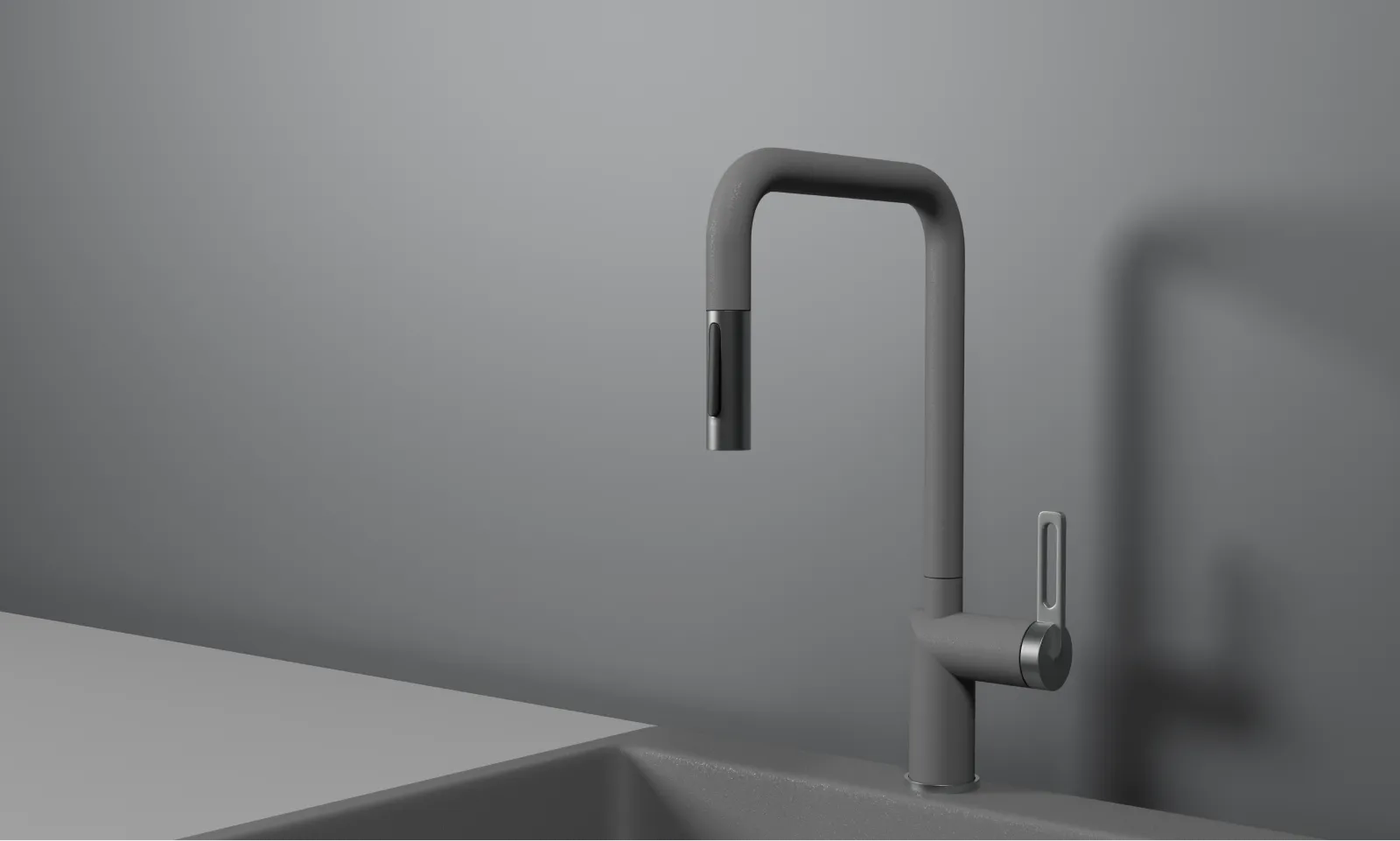 Смеситель для кухни Granula 8173 алюминиум, выдвижной излив, с душем