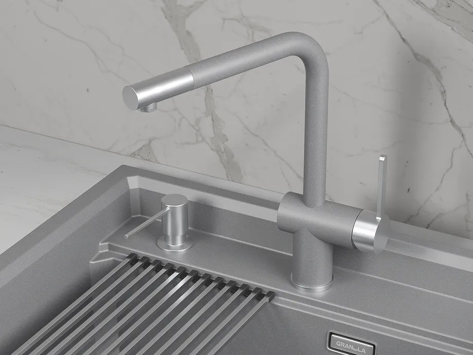 Смеситель для кухни Granula 5017 алюминиум