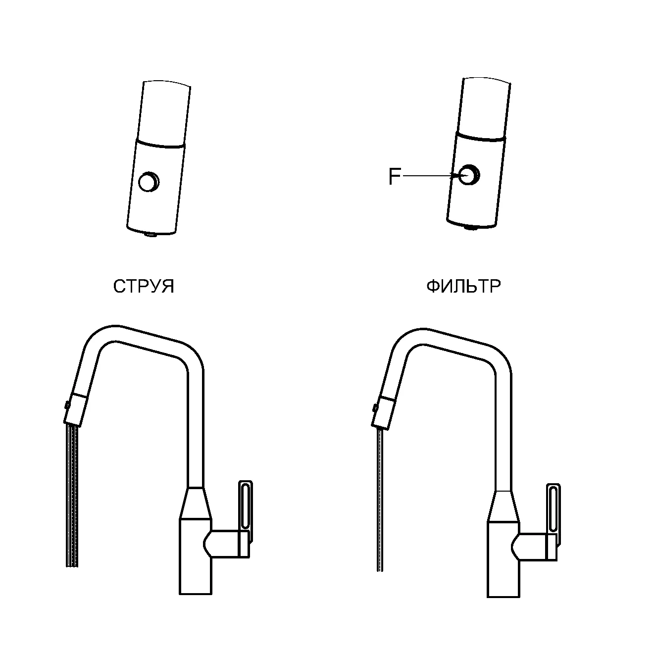 Смеситель для кухни Granula 8171 алюминиум, подключение к фильтру, выдвижной излив