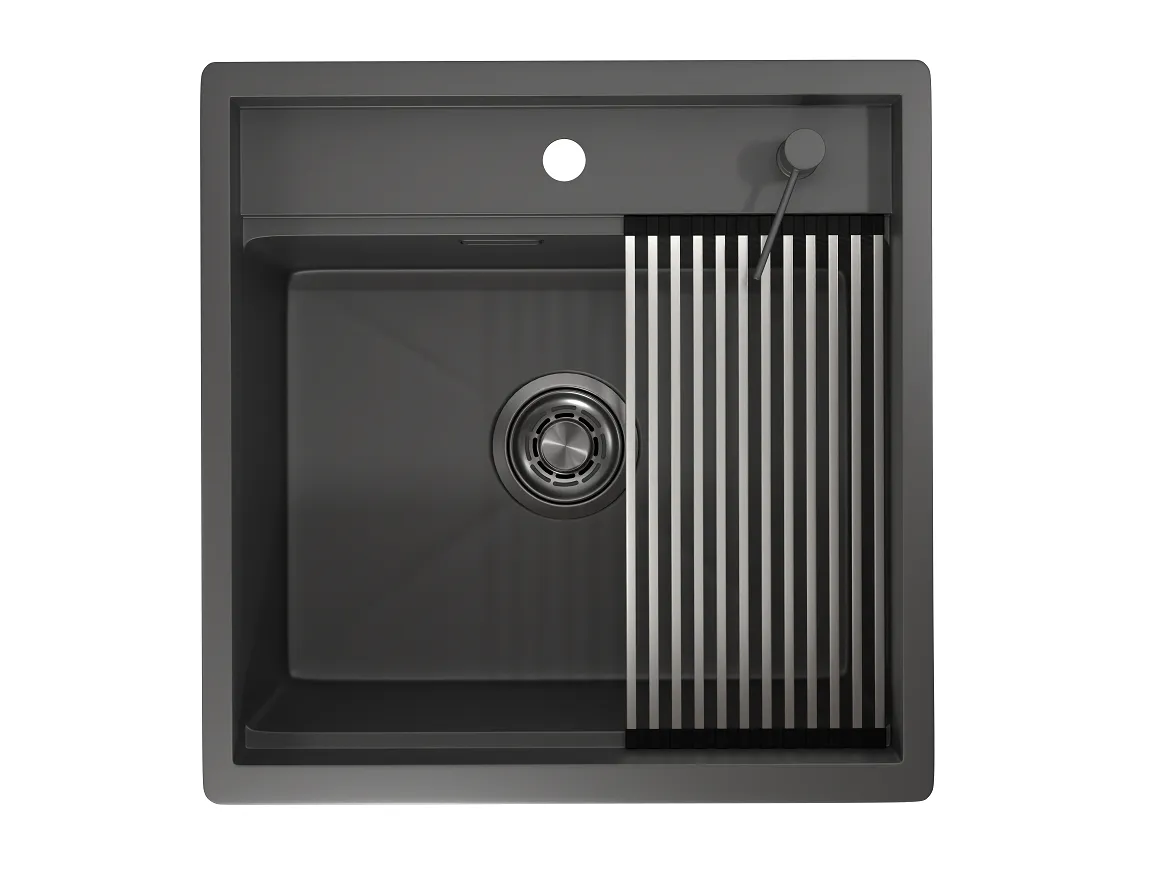 Мойка для кухни Granula Kitchen Space 5051 графит матовый, 50х51 см, квадратная