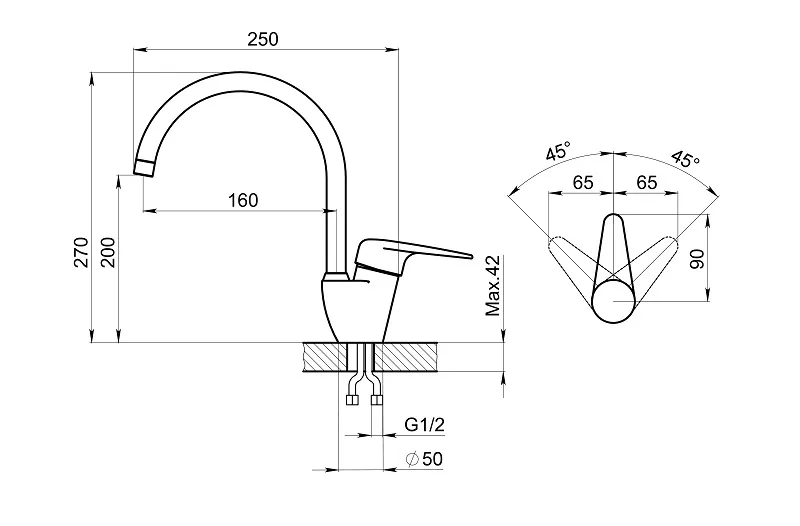 Смеситель для кухни Granula 1024 арктик