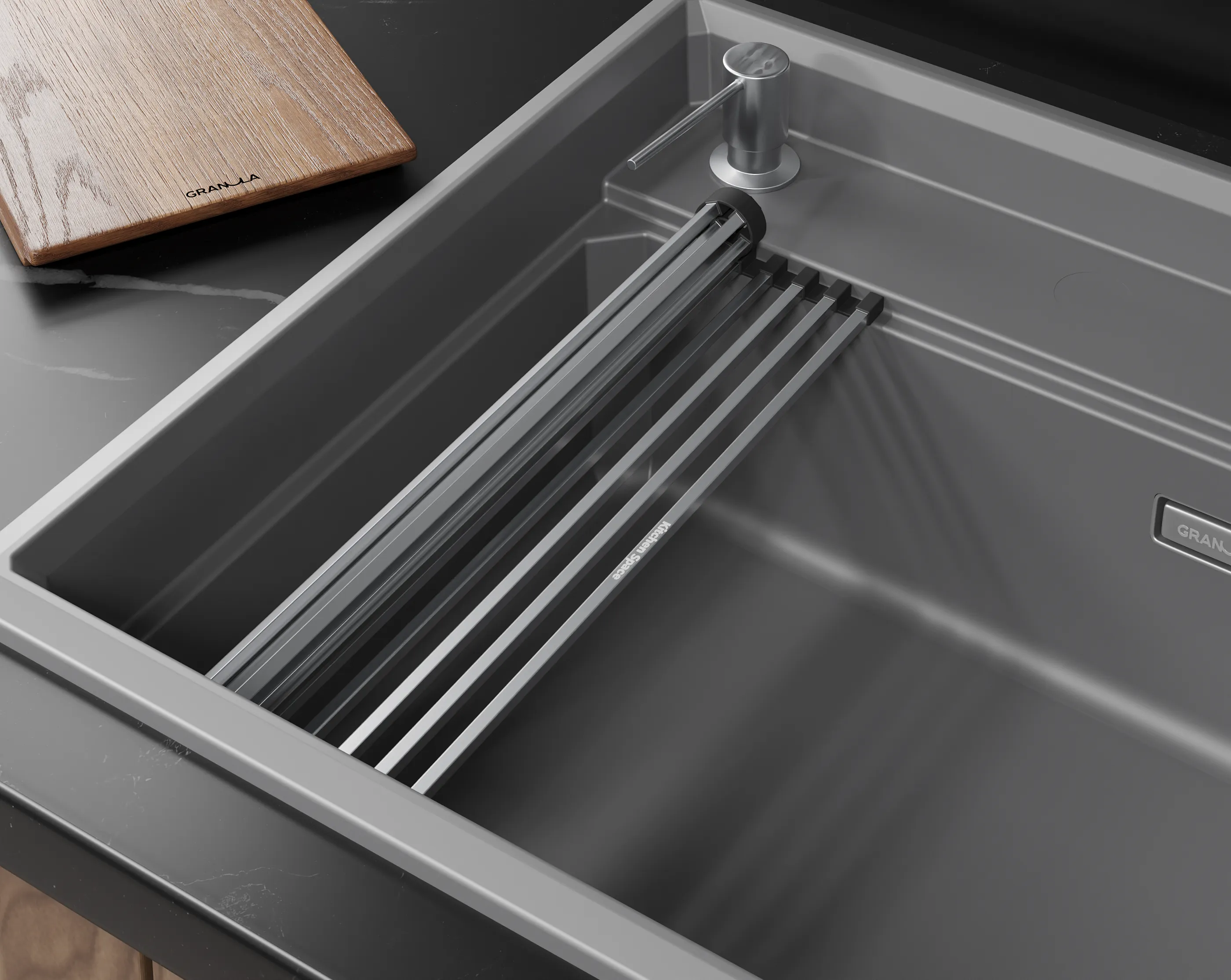 Мойка для кухни Granula Kitchen Space Rinzer 7308R алюминиум, 73х52 см, прямоугольная