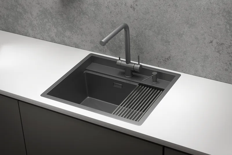 Мойка для кухни Granula Kitchen Space 6051 графит матовый, 60х51 см, прямоугольная