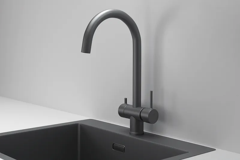 Смеситель для кухни Granula Kitchen Space 7104 графит матовый, подключение к фильтру