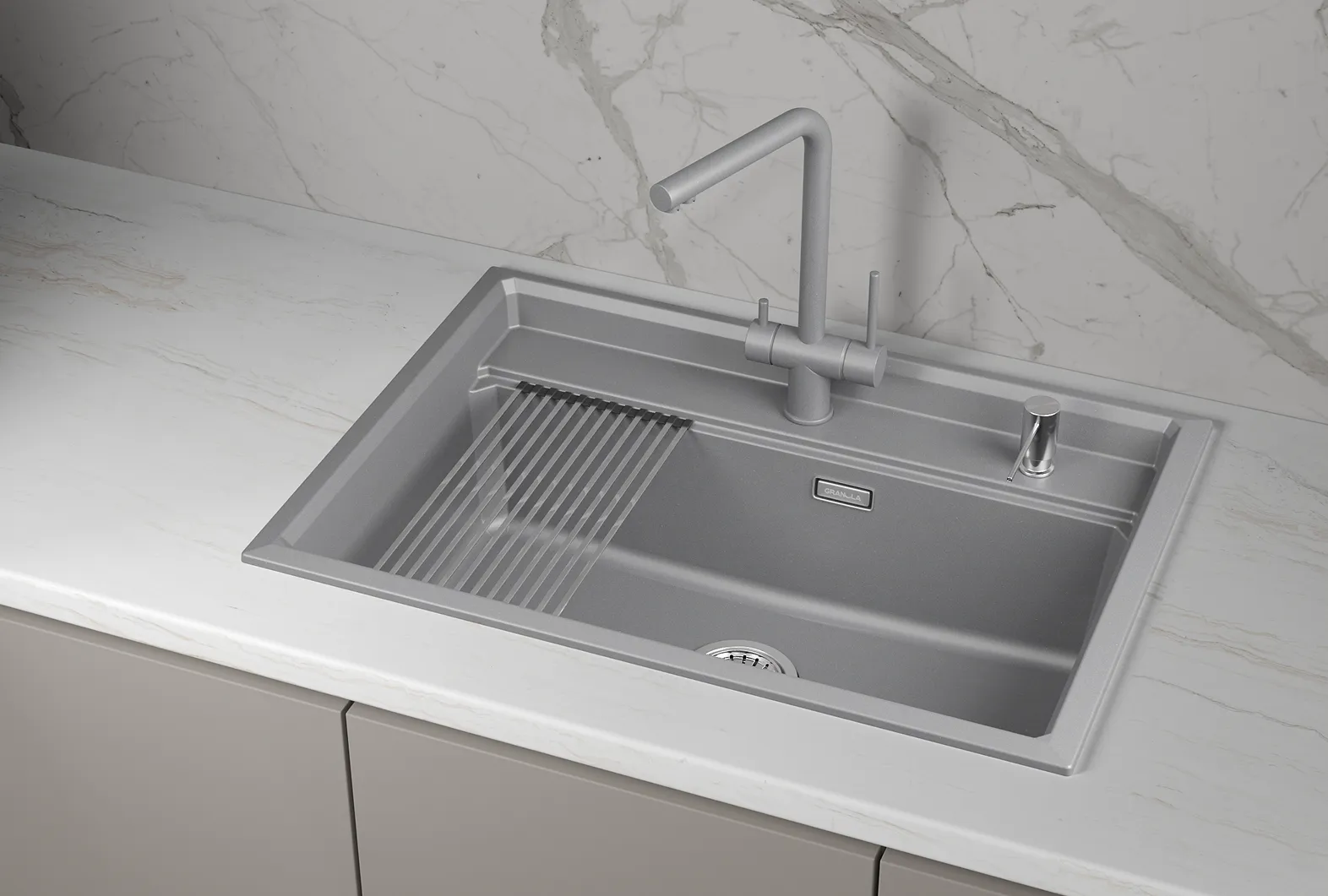 Мойка для кухни Granula Kitchen Space 7301i алюминиум, 73х51 см, прямоугольная