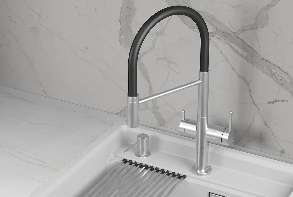 Смеситель для кухни Granula Kitchen Space 8277 нержавеющая сталь, подключение к фильтру, гибкий излив