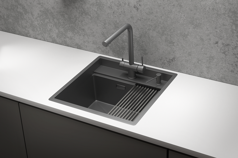 Мойка для кухни Granula Kitchen Space 5051 графит матовый, 50х51 см, квадратная
