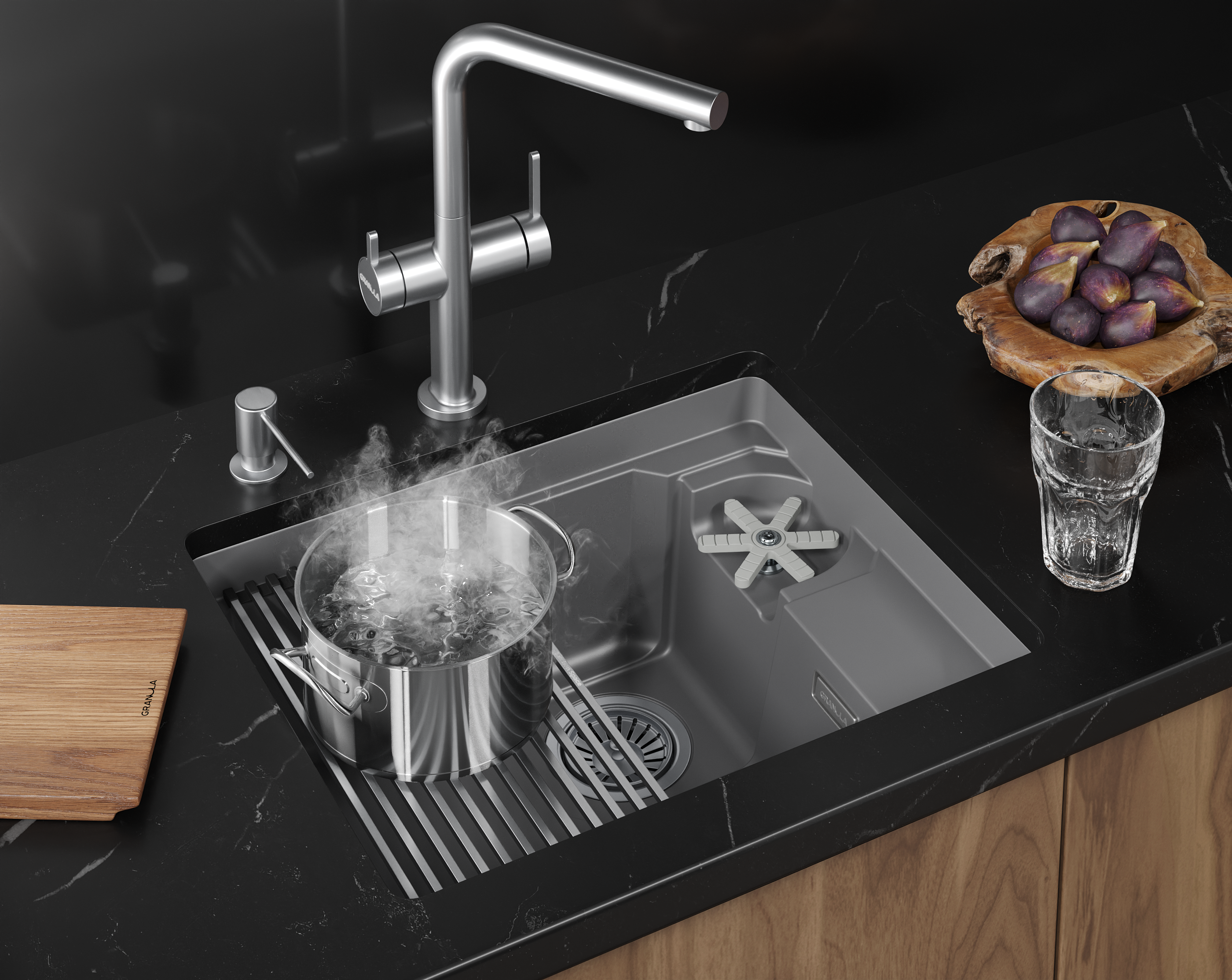 Мойка для кухни Granula Kitchen Space Rinzer 5505RU алюминиум, 55х45 см, прямоугольная